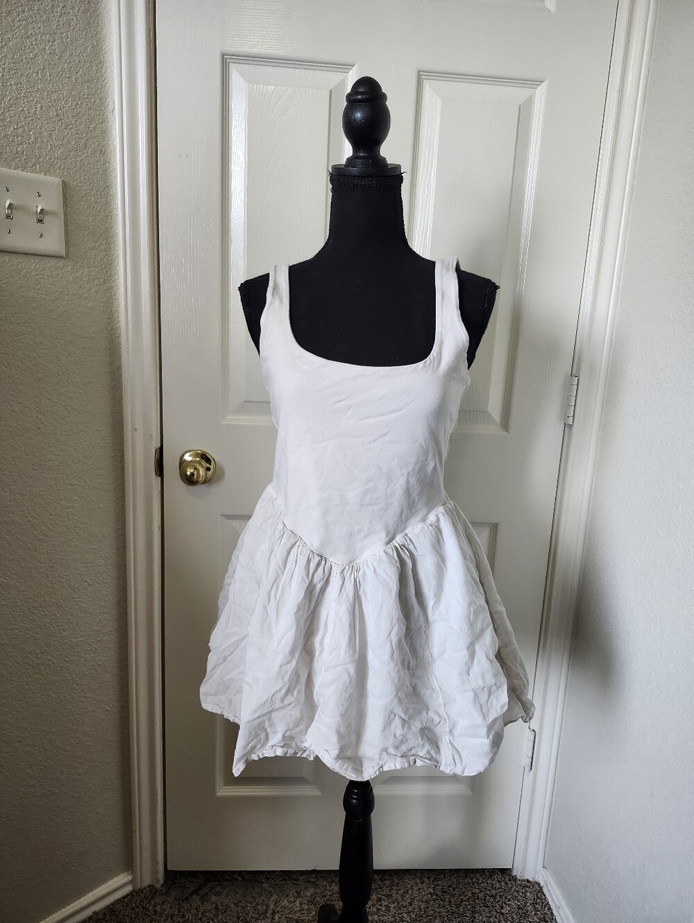 Bdg White Sleeveless Scoop Neck Mini Dress